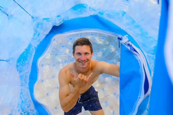 man in aquaball